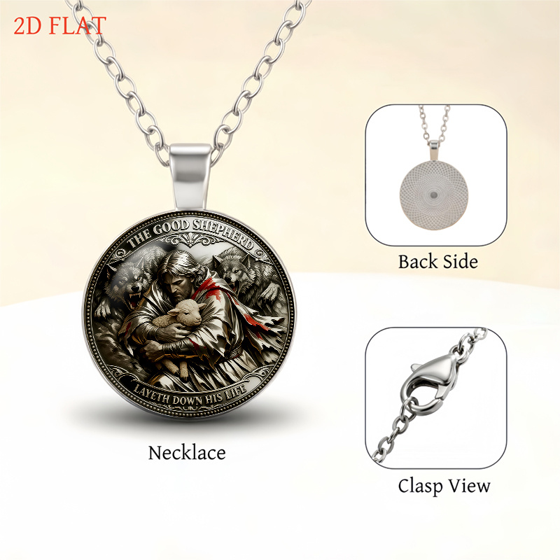 5pc Good Shepherd Theme Women's Jewelry Set, Necklace, Earrings, Brooch, Bracelet